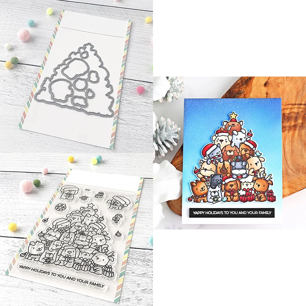 Puppy with Gifts Star Ornament Happy Holiday Clear Silicone Stamps Cutting Dies for DIY Scrapbooking Paper Shaker Card Crafting
Puppy with Gifts Star Ornament Happy Holiday Clear Silicone Stamps Cutting Dies for DIY Scrapbooking Paper Shaker Card Crafting