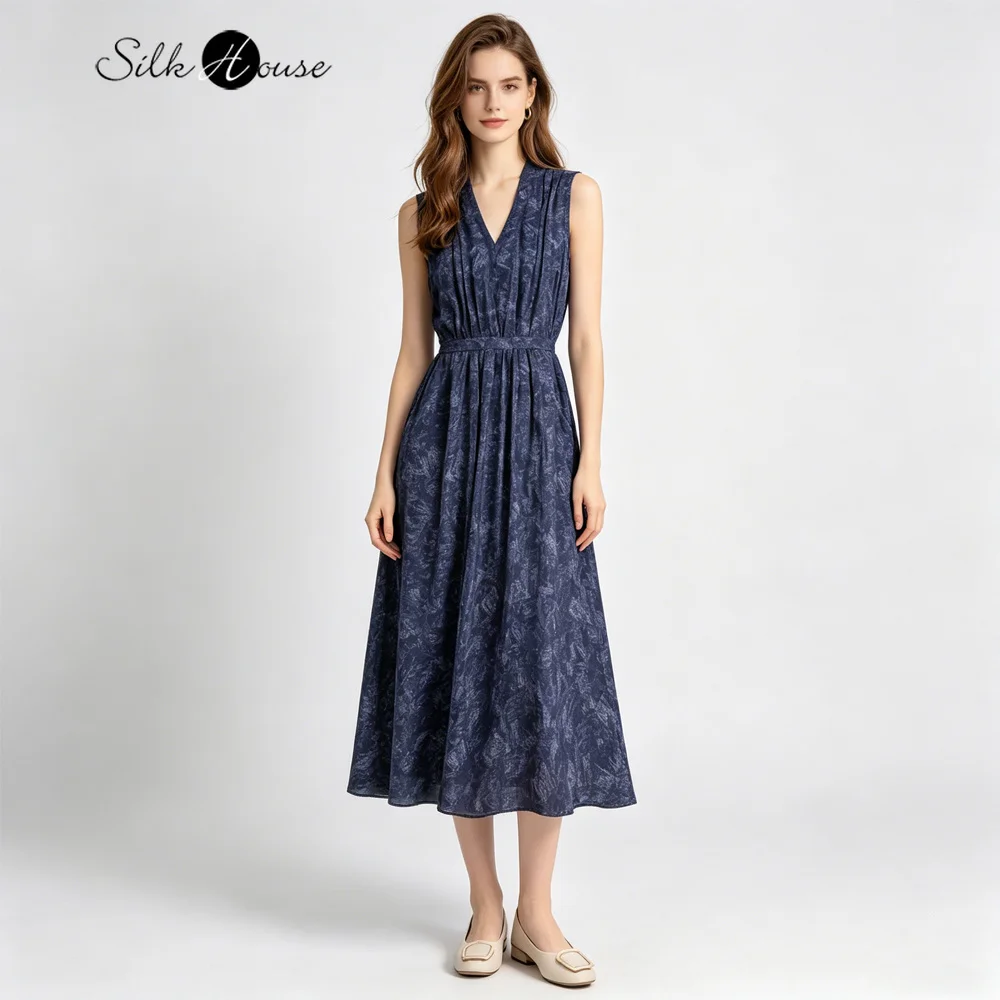 Women's Casual Summer New 100% Natural Mulberry Silk Crepe De Chine Denim Print Vacation Style V-neck High Waisted Vest Dress
Women's Casual Summer New 100% Natural Mulberry Silk Crepe De Chine Denim Print Vacation Style V-neck High Waisted Vest Dress