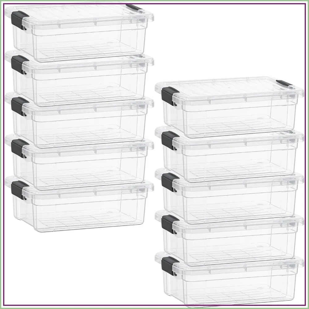 Clear Storage Box with Lid, 4.5 Quart Plastic Containers, Stackable, BPA Free, 10 Pack
Clear Storage Box with Lid, 4.5 Quart Plastic Containers, Stackable, BPA Free, 10 Pack