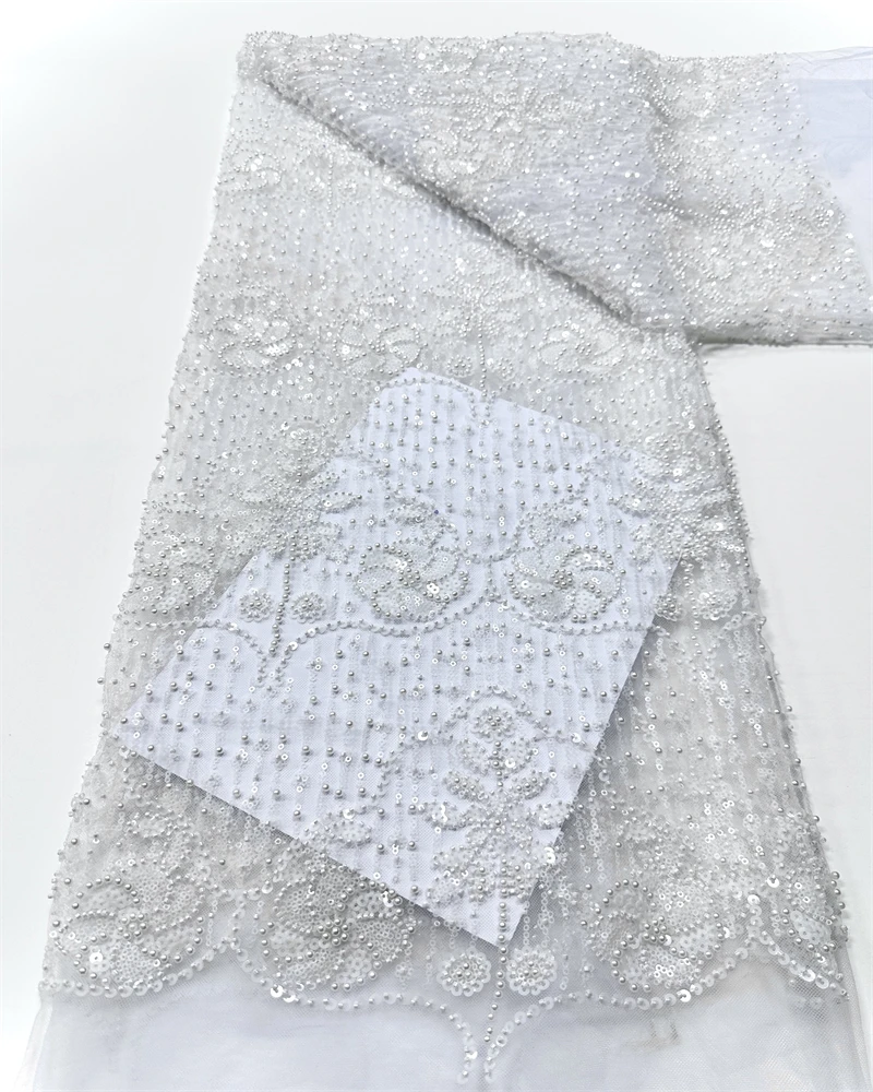 High Quality African Nigerian Lace Fabric French Net with Sequins Embroidered Beads for Sewing Tulle
High Quality African Nigerian Lace Fabric French Net with Sequins Embroidered Beads for Sewing Tulle