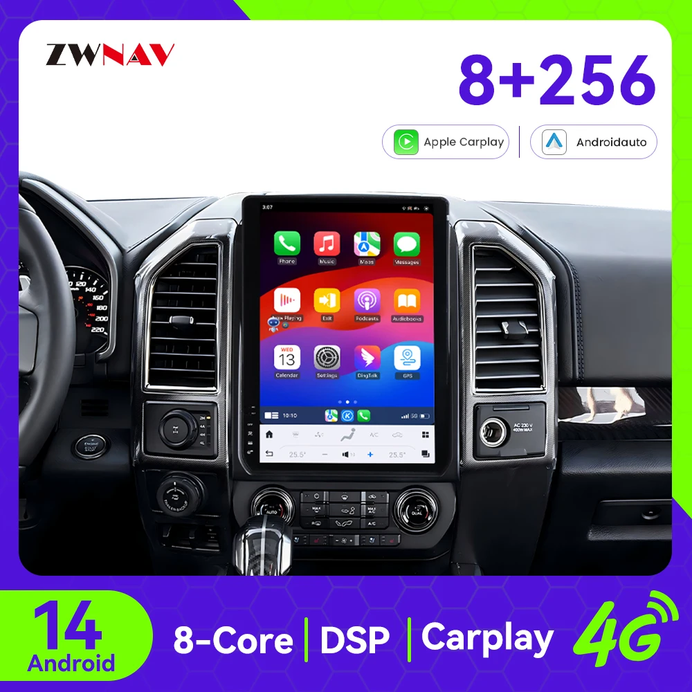 Автомобильный радиоприемник Qualcomm Android 14 CarPlay с 14,5-дюймовым сенсорным экраном для Ford F150 2015-2020, GPS-навигация, мультимедийный плеер, головное устройство
Автомобильный радиоприемник Qualcomm Android 14 CarPlay с 14,5-дюймовым сенсорным экраном для Ford F150 2015-2020, GPS-навигация, мультимедийный плеер, головное устройство