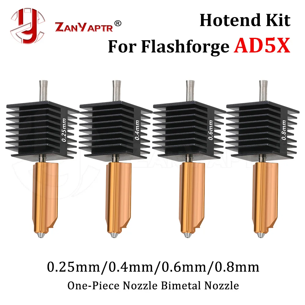 For Flashforge AD5X Integrated Bimetallic Hotend Nozzle Assembly 0.25/0.4/0.6/0.8mm Hardened Steel 3D Printer Part
For Flashforge AD5X Integrated Bimetallic Hotend Nozzle Assembly 0.25/0.4/0.6/0.8mm Hardened Steel 3D Printer Part