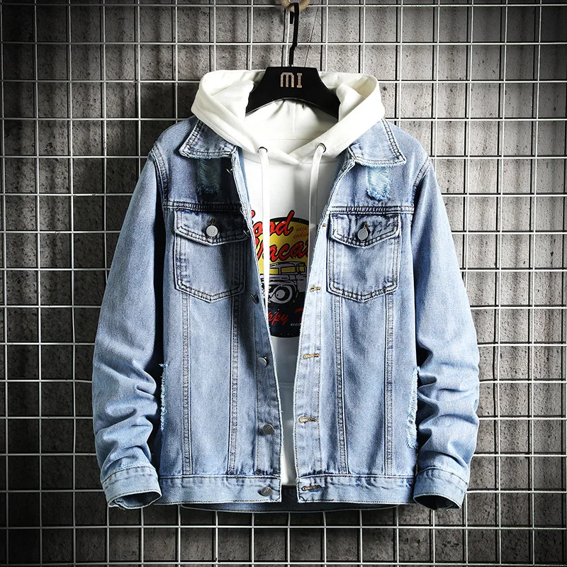 2023 Men's Autumn Fashion Denim Jacket Youth Slim Ripped Casual Denim Jacket
2023 Men's Autumn Fashion Denim Jacket Youth Slim Ripped Casual Denim Jacket
