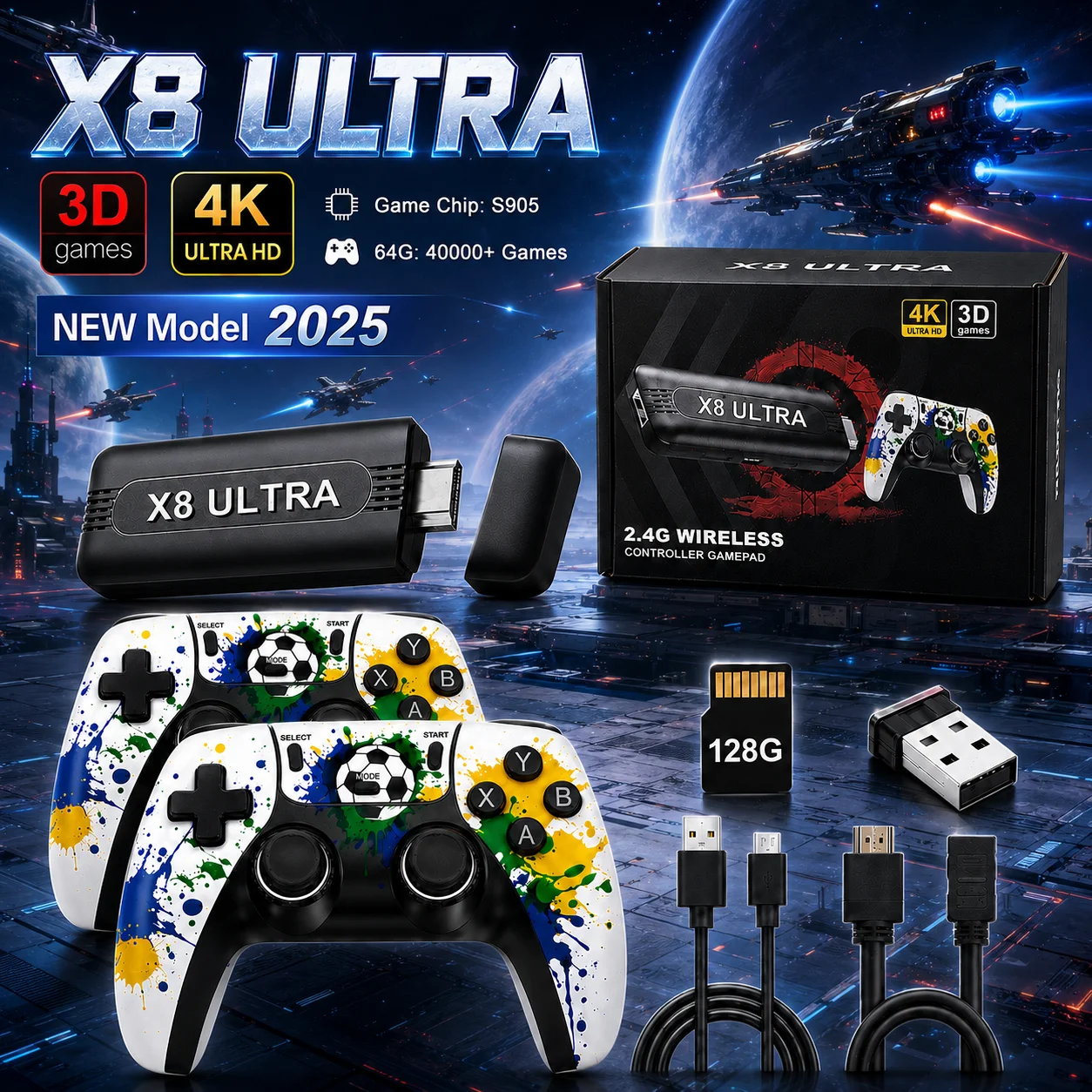 2026 New 128G 4K Retro Game Stick 50000+ Games Wireless Controller Video Game Console Support PSP PS1 N64 TV Game Box
2026 New 128G 4K Retro Game Stick 50000+ Games Wireless Controller Video Game Console Support PSP PS1 N64 TV Game Box