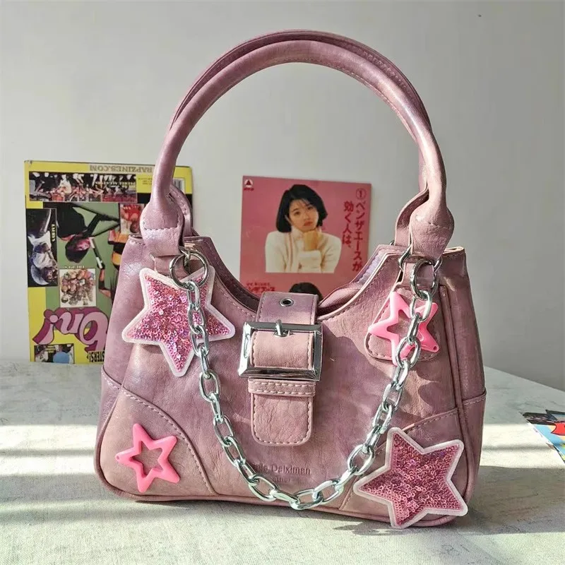 Y2k Star Pattern Chain Underarm Bag Fashion Cool Girl Harajuku Style PU Leather Shoulder Bag Women's Tote Bag Purses Handbags
Y2k Star Pattern Chain Underarm Bag Fashion Cool Girl Harajuku Style PU Leather Shoulder Bag Women's Tote Bag Purses Handbags