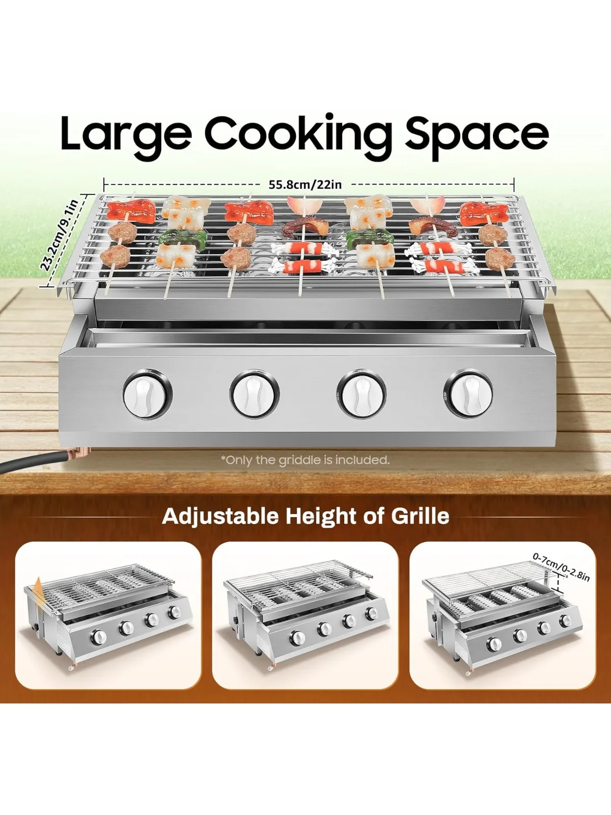 4 Burner Commercial Barbecue Grill Stainless Steel Adjustable Height Gas BBQ Grill with Removable Grill Net for Camping Picnics
4 Burner Commercial Barbecue Grill Stainless Steel Adjustable Height Gas BBQ Grill with Removable Grill Net for Camping Picnics