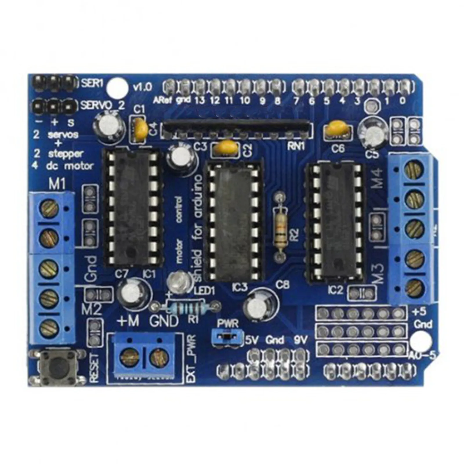 L293D Motor for Compatible with Mega Duemilanove Supports 4 Dc Motors 2 Stepper Or 2 High
L293D Motor for Compatible with Mega Duemilanove Supports 4 Dc Motors 2 Stepper Or 2 High
