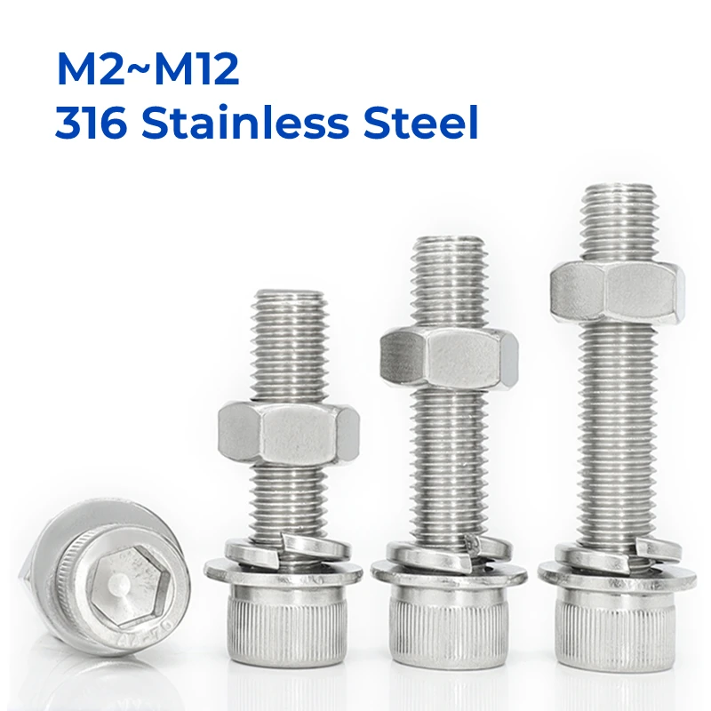 M2 M2.5 M3 M4 M5 M6 M8-M12 316 Stainless Steel Socket Cap Hex Hexagon Bolt Nut Set Accessories Gasket Spring Washer Allen Screw
M2 M2.5 M3 M4 M5 M6 M8-M12 316 Stainless Steel Socket Cap Hex Hexagon Bolt Nut Set Accessories Gasket Spring Washer Allen Screw