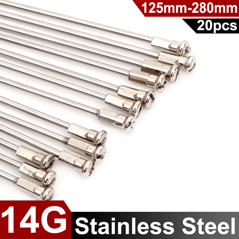 20pcs /Lot 14G Stainless Steel Bike Spokes 2.0MM Bicycle Wheel Silver Spokes Length 125mm-280mm Spokes With Copper Nipples
20pcs /Lot 14G Stainless Steel Bike Spokes 2.0MM Bicycle Wheel Silver Spokes Length 125mm-280mm Spokes With Copper Nipples