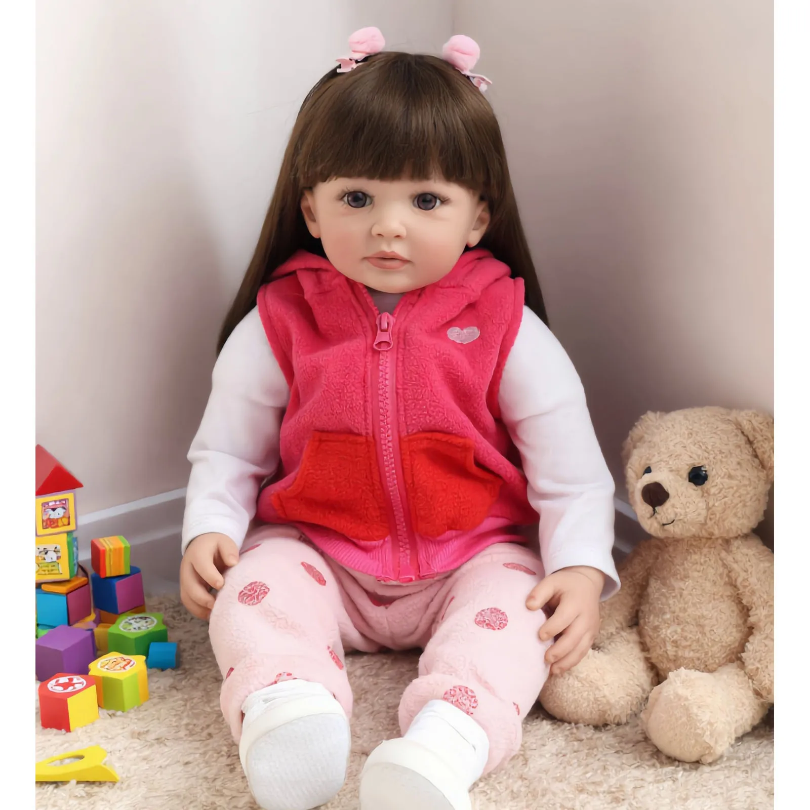Reborn Baby Dolls 22 Inch Girl, Realistic Newborn Baby Doll with Pink Vest & Polka Dot Pants, Lifelike Soft Body Reborn Toddler Doll with Full Accessories Set, Perfect Gift for Kids, Collection & Role Play
Reborn Baby Dolls 22 Inch Girl, Realistic Newborn Baby Doll with Pink Vest & Polka Dot Pants, Lifelike Soft Body Reborn Toddler Doll with Full Accessories Set, Perfect Gift for Kids, Collection & Role Play