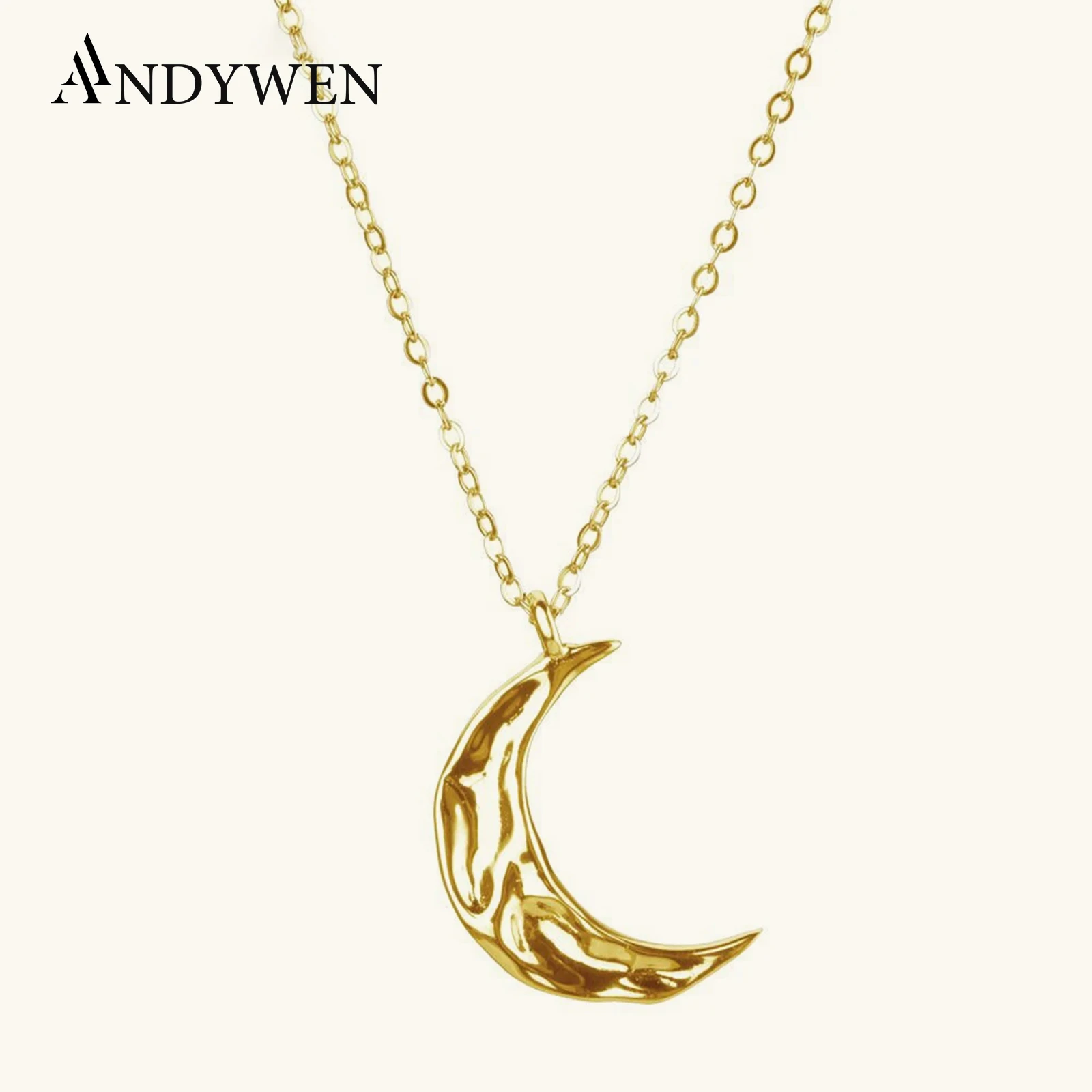 ANDYWEN 925 Sterling Silve Gold Irregular Moon Pendant European Trend Luxury Women Jewelry luxury Big Thick Jewelry Long Chain
ANDYWEN 925 Sterling Silve Gold Irregular Moon Pendant European Trend Luxury Women Jewelry luxury Big Thick Jewelry Long Chain