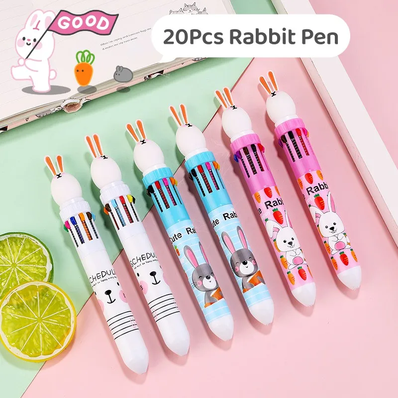 20Pcs/Lot Cute Rabbit 10 Color Ballpoint Pen Kawaii Cartoon Bunny Multicolor Oil Pens for Writing School Office Stationery Suppl
20Pcs/Lot Cute Rabbit 10 Color Ballpoint Pen Kawaii Cartoon Bunny Multicolor Oil Pens for Writing School Office Stationery Suppl
