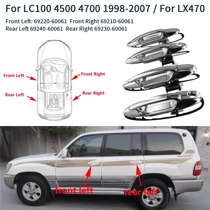Practical Front Rear Left&Right Exterior Door Handle For Toyota Land Cruiser LC100 4500 4700 1998-2007 Lexus LX470 69220-60061
Practical Front Rear Left&Right Exterior Door Handle For Toyota Land Cruiser LC100 4500 4700 1998-2007 Lexus LX470 69220-60061
