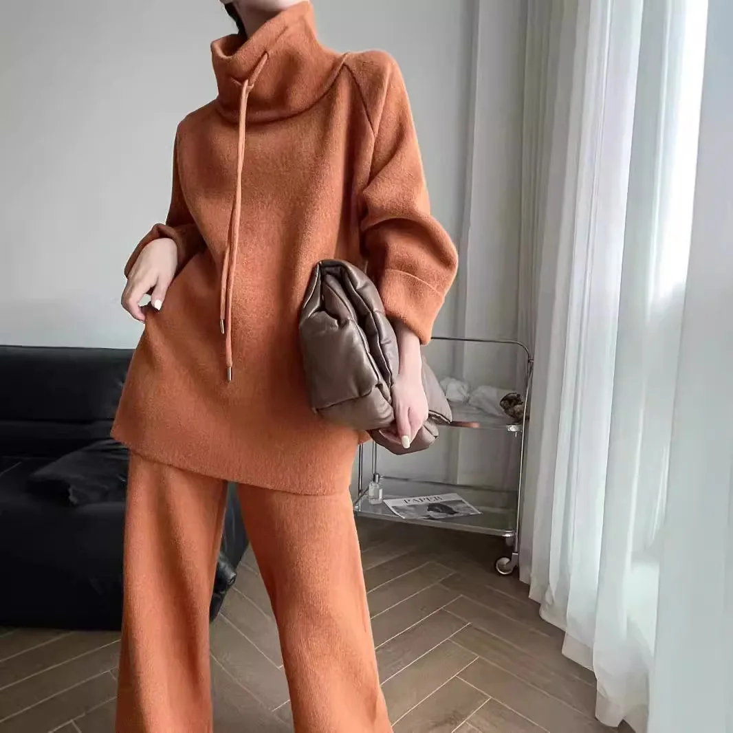 Turtleneck Long Sleeve Sweater And High Waist Trousers Casual Solid Women Knit 2 Piece Set 2025 Autumn New Tide
Turtleneck Long Sleeve Sweater And High Waist Trousers Casual Solid Women Knit 2 Piece Set 2025 Autumn New Tide