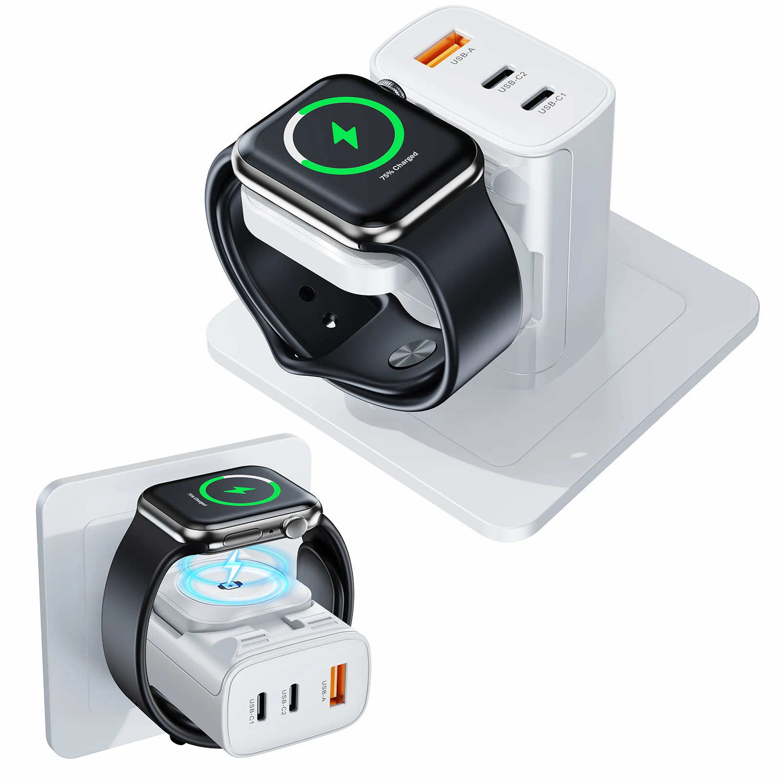 Oatsbasf 4 in 1 Multifunctional Charger for Phone Tablet Earphone 2 Type-C + 1 USB-A Ports Magnetic Wireless Charger for iWatch
Oatsbasf 4 in 1 Multifunctional Charger for Phone Tablet Earphone 2 Type-C + 1 USB-A Ports Magnetic Wireless Charger for iWatch