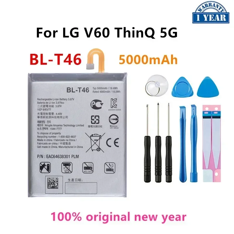 Original BL-T46 5000mAh Battery For LG V60 ThinQ 5G LMV600VM V600VM V600QM5 BL T46 Mobile phone Batteries+Tools
Original BL-T46 5000mAh Battery For LG V60 ThinQ 5G LMV600VM V600VM V600QM5 BL T46 Mobile phone Batteries+Tools