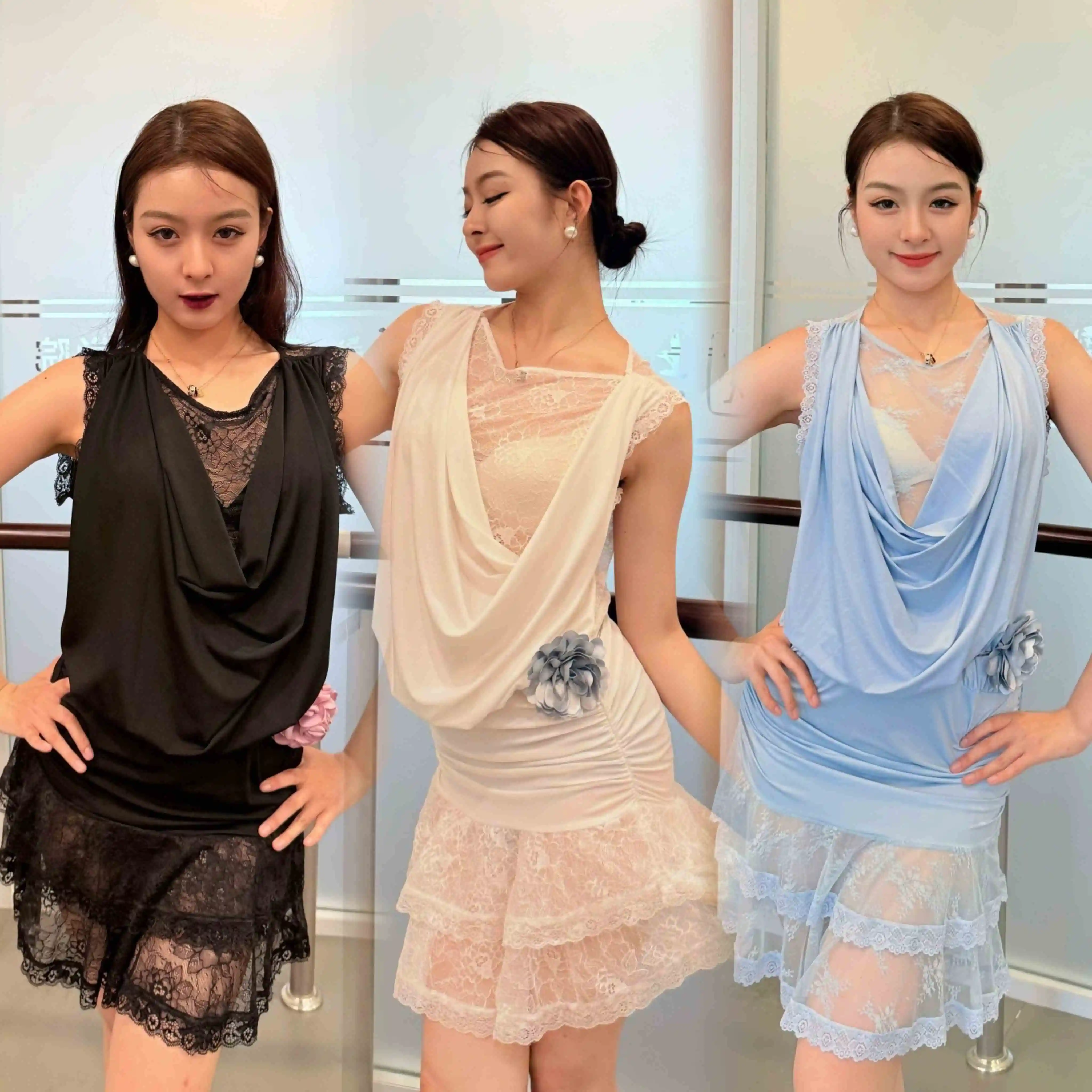 3 Colors Lace Sexy Latin Dance Clothes Women Practice Dresses Sleeveless Tops Skirt Rumba Dance Performance Practice Wear V23692
3 Colors Lace Sexy Latin Dance Clothes Women Practice Dresses Sleeveless Tops Skirt Rumba Dance Performance Practice Wear V23692