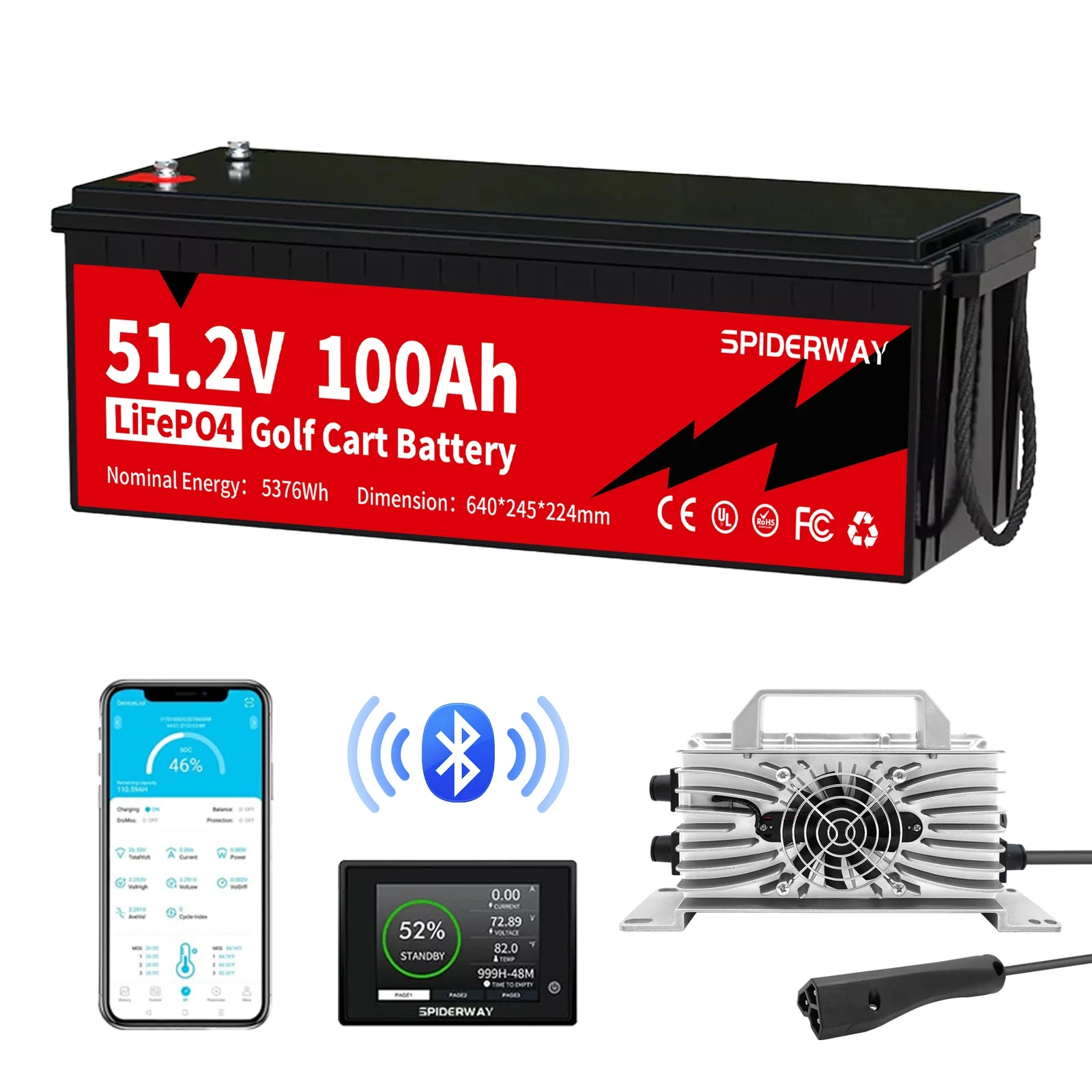 48V 100Ah LiFePO4 Lithium Battery for EZGO RXV TXT Golf Cart with 25A Fast Charger
48V 100Ah LiFePO4 Lithium Battery for EZGO RXV TXT Golf Cart with 25A Fast Charger