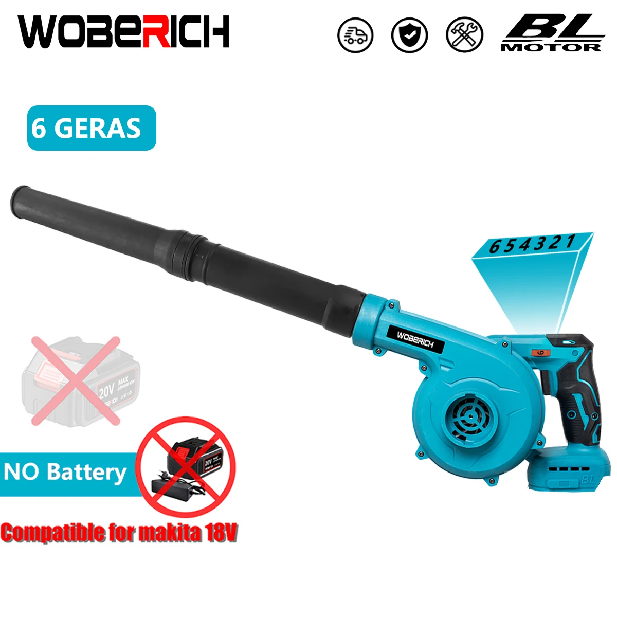 2 IN 1 Cordless Leaf Blower Brushless Electric Air Blower 6 Speed Blower Vacuum Cleaner (No Battery) for Makita 18V Battery
2 IN 1 Cordless Leaf Blower Brushless Electric Air Blower 6 Speed Blower Vacuum Cleaner (No Battery) for Makita 18V Battery