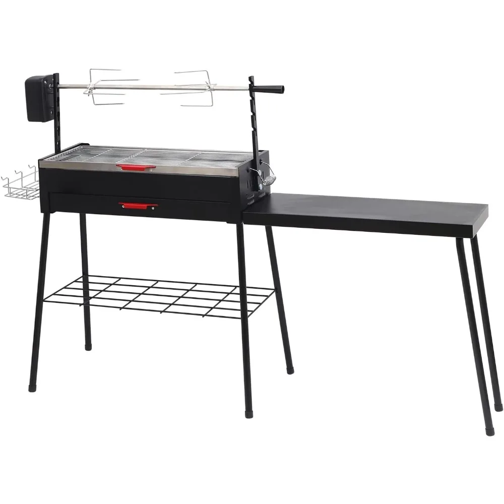 rotisserie grill, portable charcoal grill with rotisserie, with detachable table, stainless steel grills, storage shelf, for ca
rotisserie grill, portable charcoal grill with rotisserie, with detachable table, stainless steel grills, storage shelf, for ca