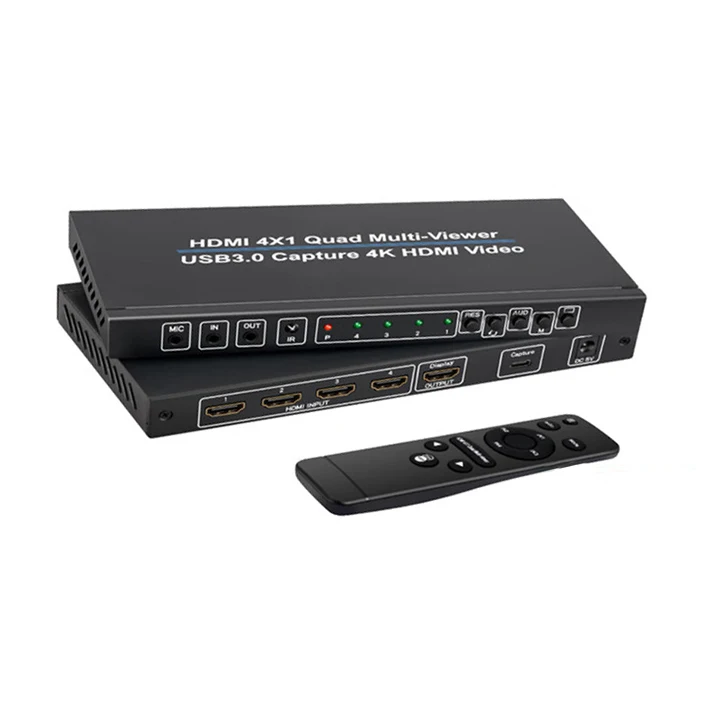Tenveo-U402 4K HDMI Multiviewer Switch HDMI 4x1 & USB3.0 Multiviewer Remote Control Wide Compatibility Multiviewer Switch
Tenveo-U402 4K HDMI Multiviewer Switch HDMI 4x1 & USB3.0 Multiviewer Remote Control Wide Compatibility Multiviewer Switch