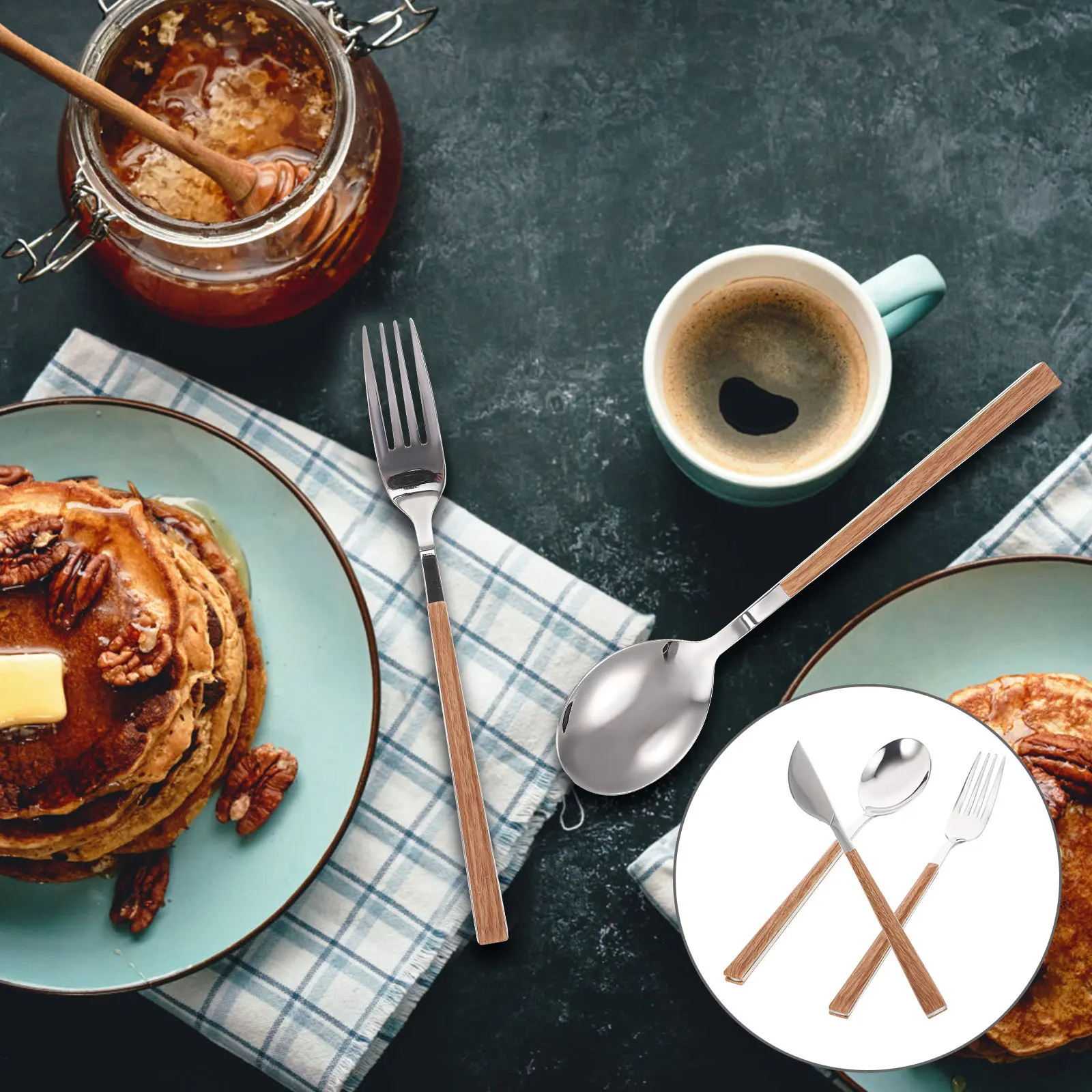 1Set Stainless Steel Fork Spoon Tableware Handle Durable Cutlery Set Portable Travel Utensils for Outdoor Picnic Party
1Set Stainless Steel Fork Spoon Tableware Handle Durable Cutlery Set Portable Travel Utensils for Outdoor Picnic Party