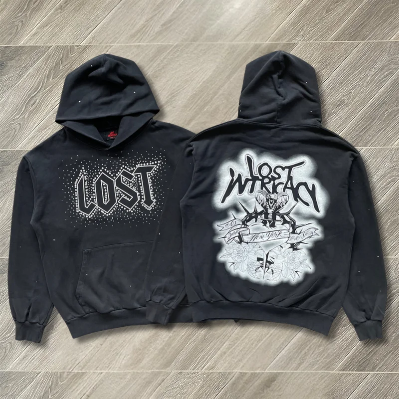 Lost Intricacy Patchwork Hoodies High Quality Hip Hop Pattern Casual Men Women Diamond Inlaid Logo Sweatshirts Oversize Hooded
Lost Intricacy Patchwork Hoodies High Quality Hip Hop Pattern Casual Men Women Diamond Inlaid Logo Sweatshirts Oversize Hooded