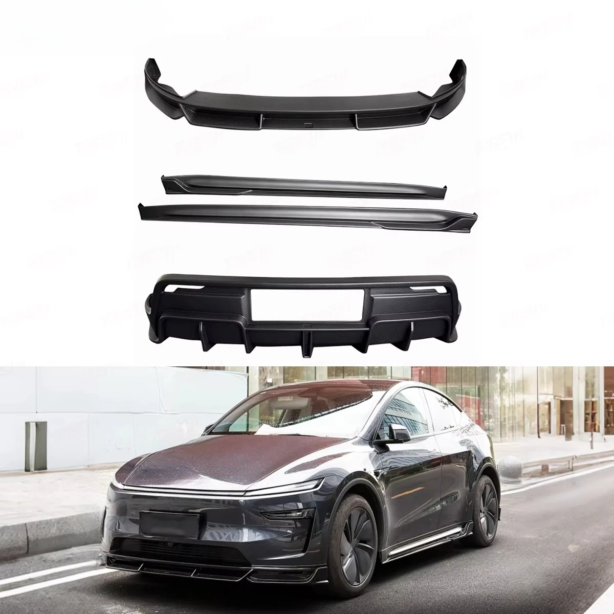 For 2025+ Tesla Model Y ABS Sport Body Kit Juniper AE Style Front Lip Side Skirts Rear Diffuser Upgrade Bumper Condition New 
For 2025+ Tesla Model Y ABS Sport Body Kit Juniper AE Style Front Lip Side Skirts Rear Diffuser Upgrade Bumper Condition New
