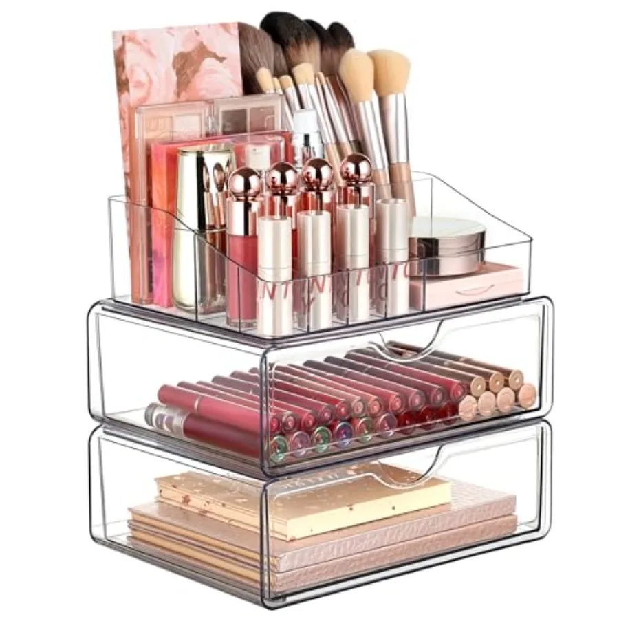 Clear Makeup Organizer with Drawer, Cosmetic Storage for Dresser Countertop and Bathroom Vanity, Beauty Holder for Lipstick Bru
Clear Makeup Organizer with Drawer, Cosmetic Storage for Dresser Countertop and Bathroom Vanity, Beauty Holder for Lipstick Bru