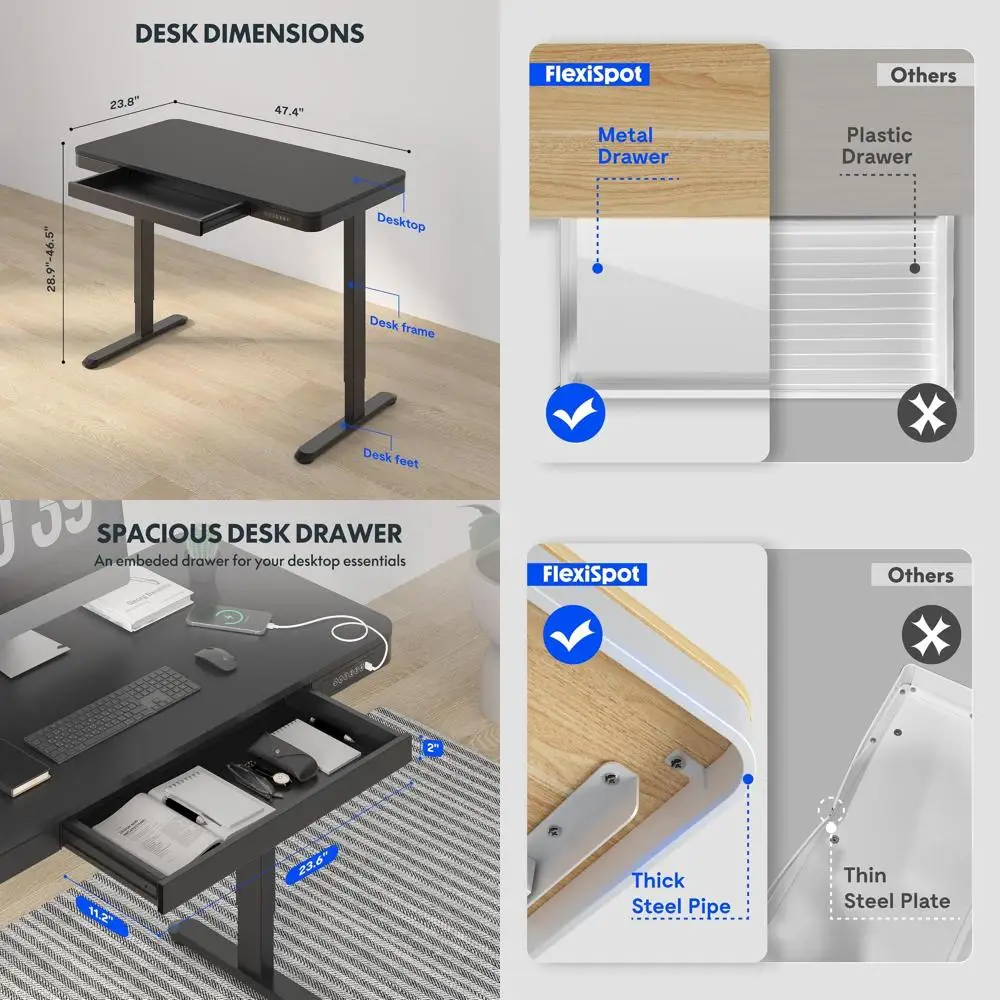 Electric Standing Desk with Wooden Top and Quick USB Charging Ports (Black)
Electric Standing Desk with Wooden Top and Quick USB Charging Ports (Black)