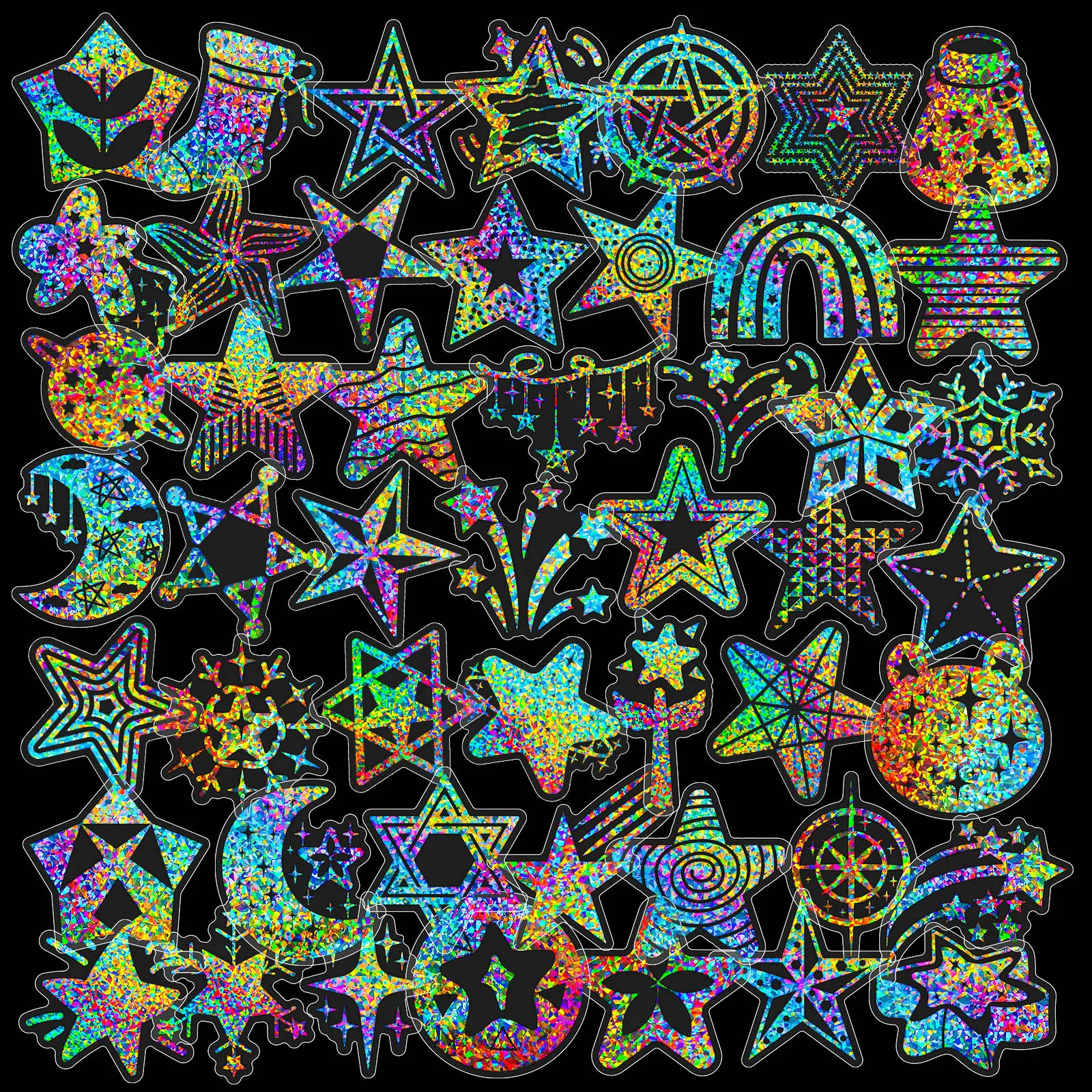 50pcs Waterproof Laser Stars and Moon Ramadan DIY Creative Stickers
50pcs Waterproof Laser Stars and Moon Ramadan DIY Creative Stickers