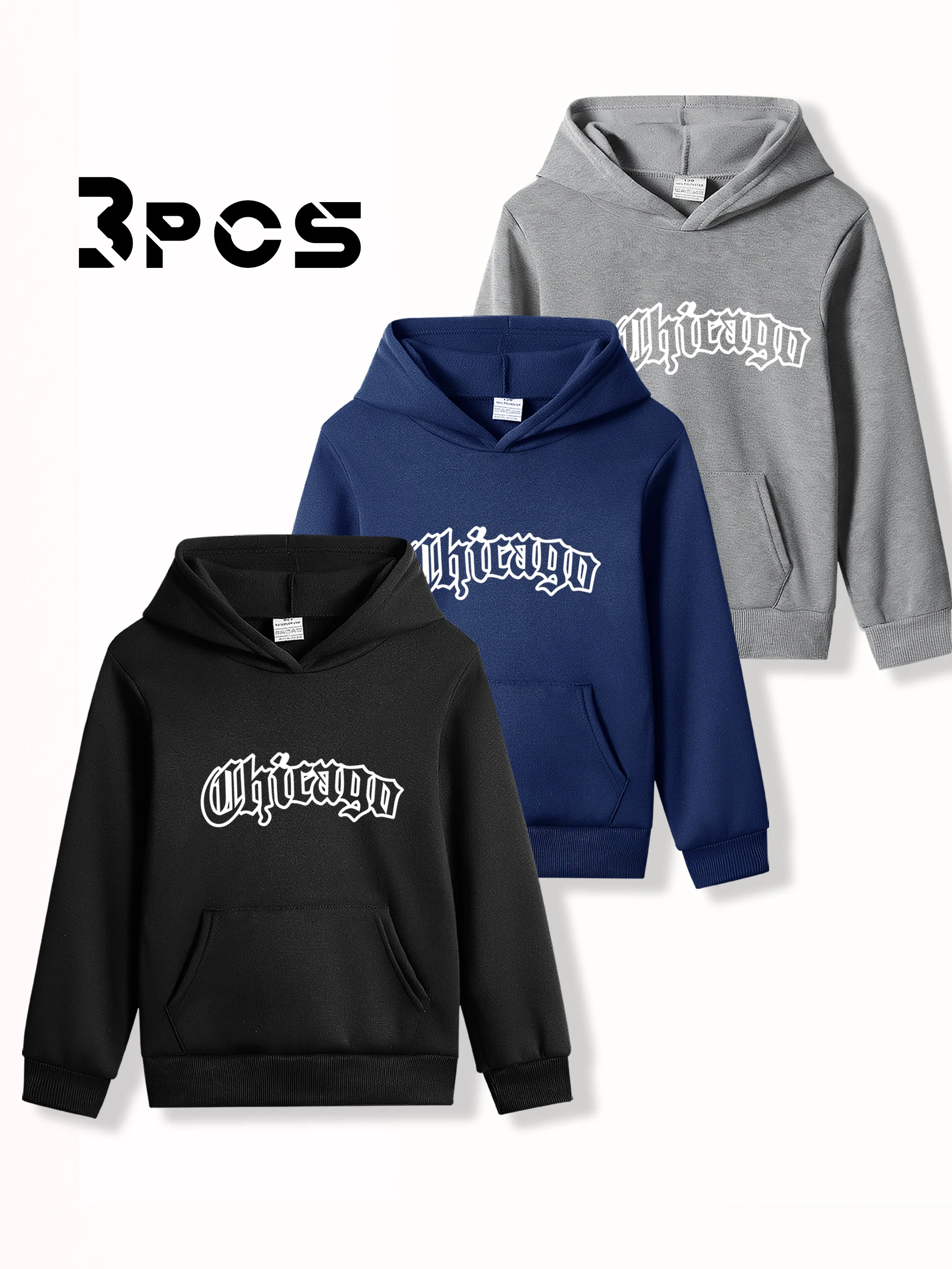 Комплект из 3 предметов: модные повседневные толстовки с буквенным принтом для мальчиков - универсальные спортивные топы
Комплект из 3 предметов: модные повседневные толстовки с буквенным принтом для мальчиков - универсальные спортивные топы