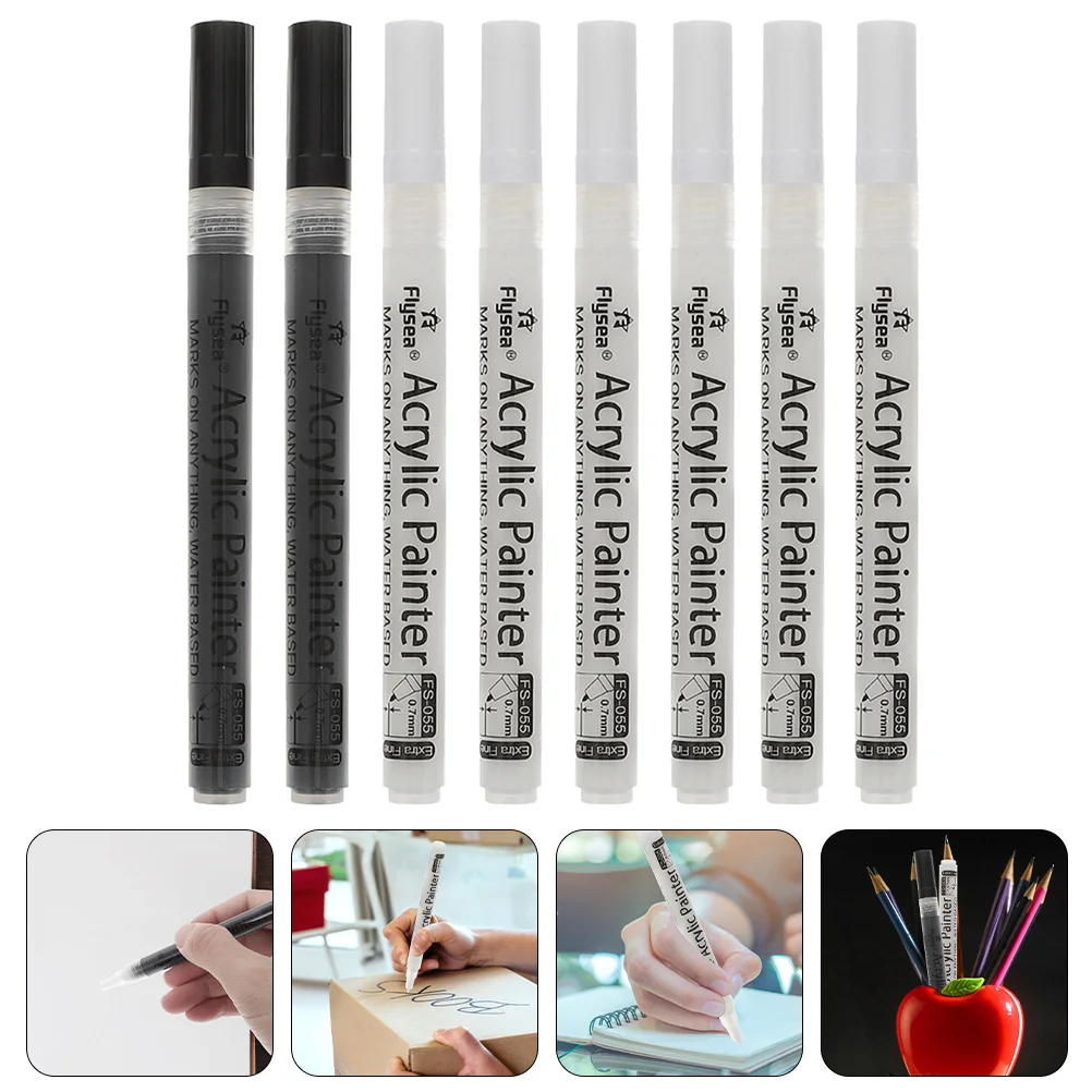 8 Pcs Acrylic Paint Markers White Black Fine Tip Pens for Painting Writing Projects Safe Ergonomic Design Smooth Coloring
8 Pcs Acrylic Paint Markers White Black Fine Tip Pens for Painting Writing Projects Safe Ergonomic Design Smooth Coloring