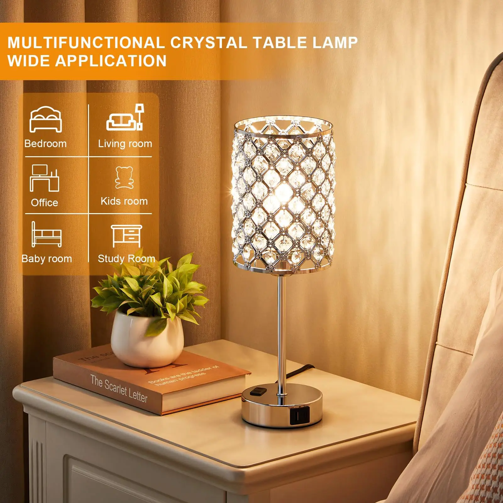New crystal desk lamp bedroom bedside lamp touch three-speed dimming dual USB charging decorative lamp
New crystal desk lamp bedroom bedside lamp touch three-speed dimming dual USB charging decorative lamp