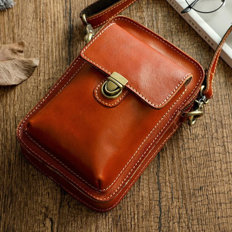 Handmade Vegetable-Tanned Cowhide Mini Crossbody Bag Retro Men's Small Shoulder Top Handle Purse Portable Hanging Pouch
Handmade Vegetable-Tanned Cowhide Mini Crossbody Bag Retro Men's Small Shoulder Top Handle Purse Portable Hanging Pouch