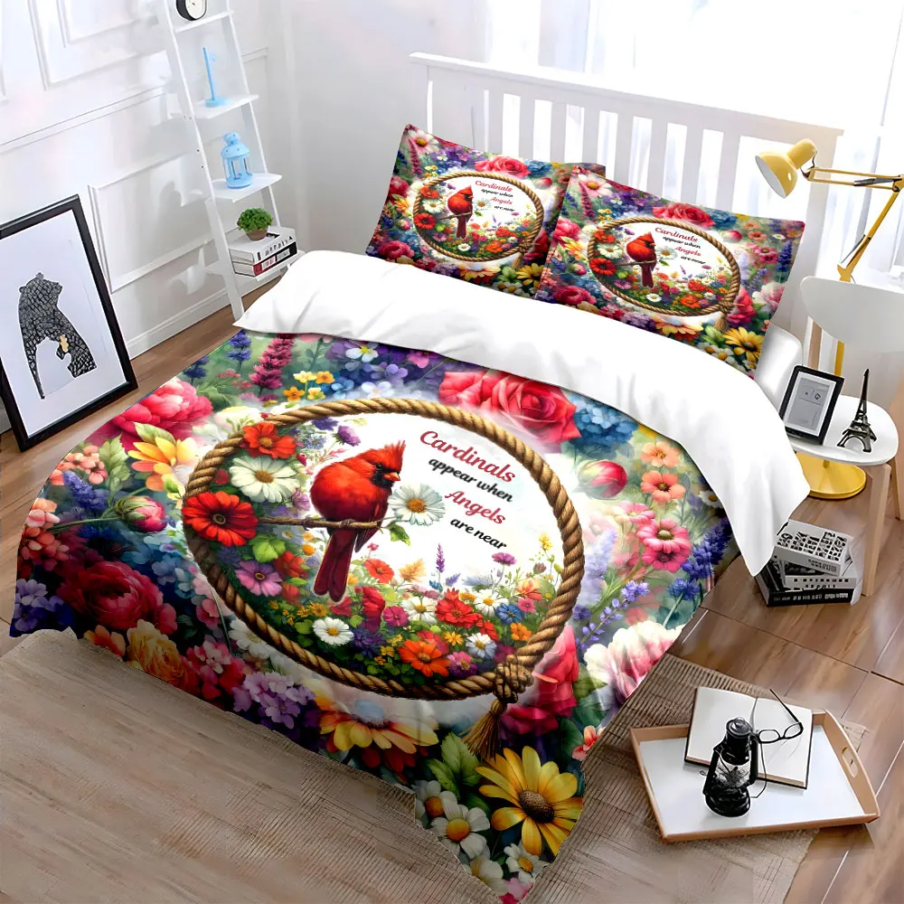 "Cardinal-Themed Floral printed bedding set" kid's and adults' bedroom decor, Exquisite three-piece bedding set gift
"Cardinal-Themed Floral printed bedding set" kid's and adults' bedroom decor, Exquisite three-piece bedding set gift