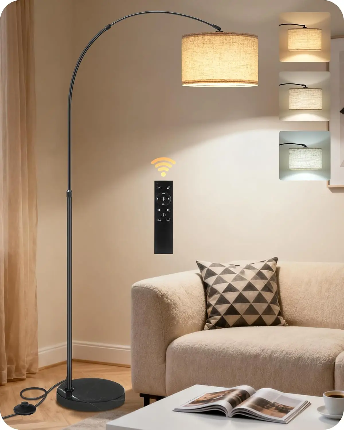 75" Adjustable Arc Floor Lamp with Marble Base, Dimmable Light, Remote & Foot Switch for Living Room
75" Adjustable Arc Floor Lamp with Marble Base, Dimmable Light, Remote & Foot Switch for Living Room