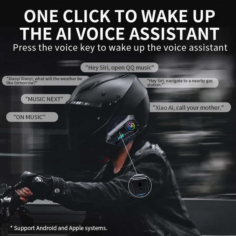Motorcycle helmet Bluetooth earphones with CVC noise reduction HiFi sound quality, call music control, intelligent noise, IPX8 w
Motorcycle helmet Bluetooth earphones with CVC noise reduction HiFi sound quality, call music control, intelligent noise, IPX8 w