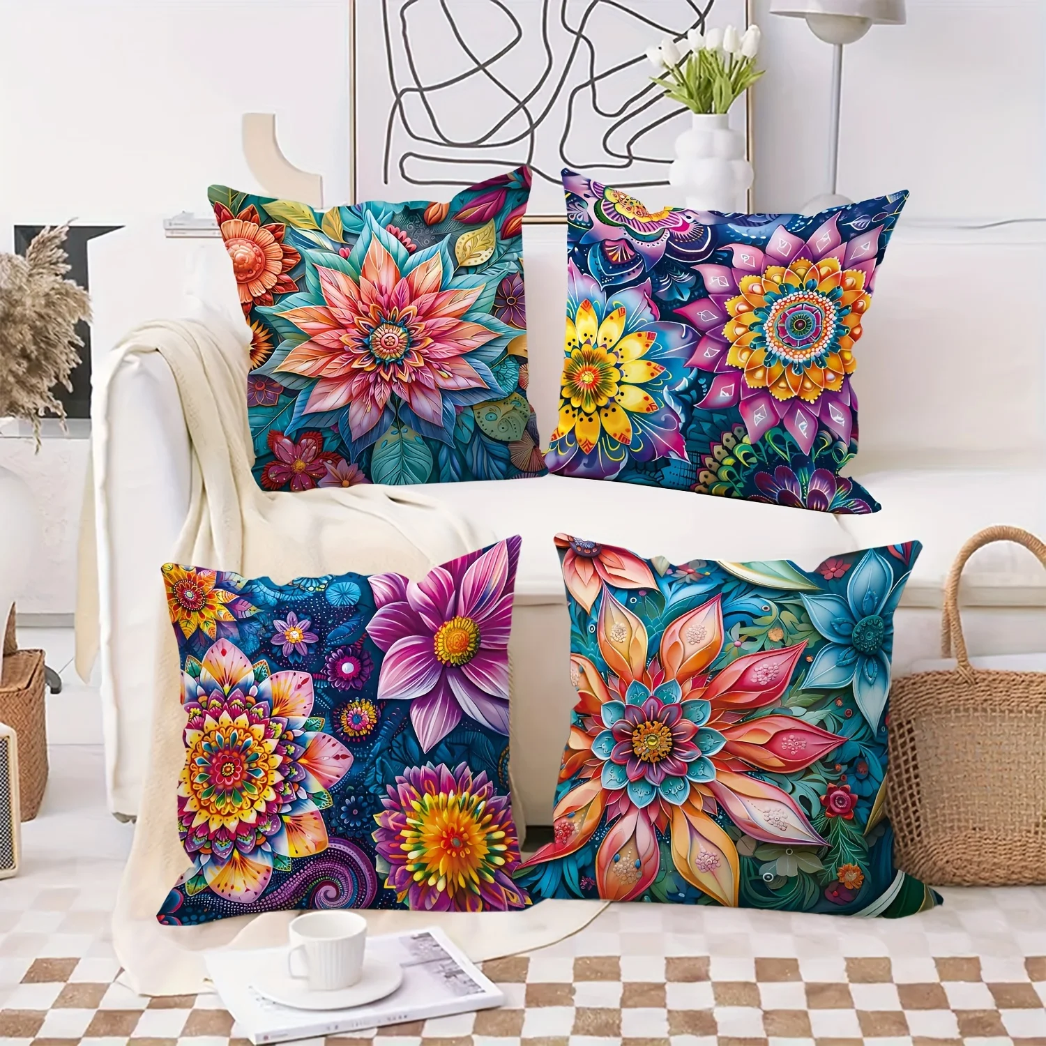 4pcs Colorful Floral Mandala Pillow Covers Velvet Polyester Cushion Cases Boho Art Decorative Throw Pillows Home Decor
4pcs Colorful Floral Mandala Pillow Covers Velvet Polyester Cushion Cases Boho Art Decorative Throw Pillows Home Decor