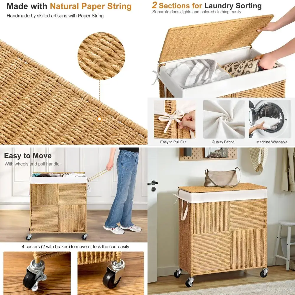 Ручная корзина для белья объемом 115 л с крышкой и съемной подкладкой для эффективной сортировки и хранения вещей
Ручная корзина для белья объемом 115 л с крышкой и съемной подкладкой для эффективной сортировки и хранения вещей