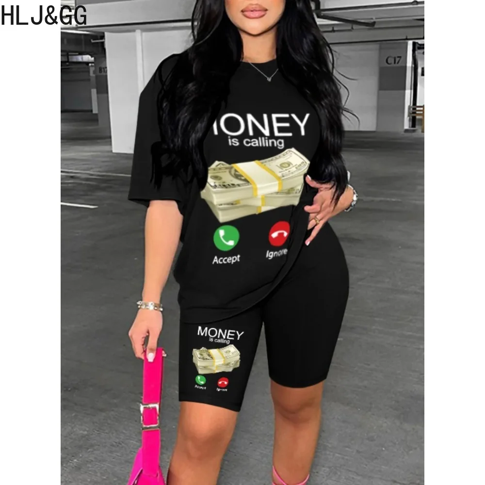 HLJ&GG Summer New Letter Print Biker Shorts Two Piece Sets Women Round Neck Loose Tshirt + Shorts Tracksuits Female 2pcs Outfits
HLJ&GG Summer New Letter Print Biker Shorts Two Piece Sets Women Round Neck Loose Tshirt + Shorts Tracksuits Female 2pcs Outfits