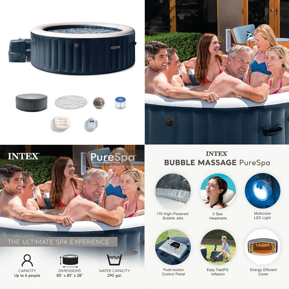 PureSpa Plus 6 Person Round Inflatable Hot Tub, Bubble Massage Spa Set, Energy Efficient amp Saltwater Compatible Cell Not Incl
PureSpa Plus 6 Person Round Inflatable Hot Tub, Bubble Massage Spa Set, Energy Efficient amp Saltwater Compatible Cell Not Incl