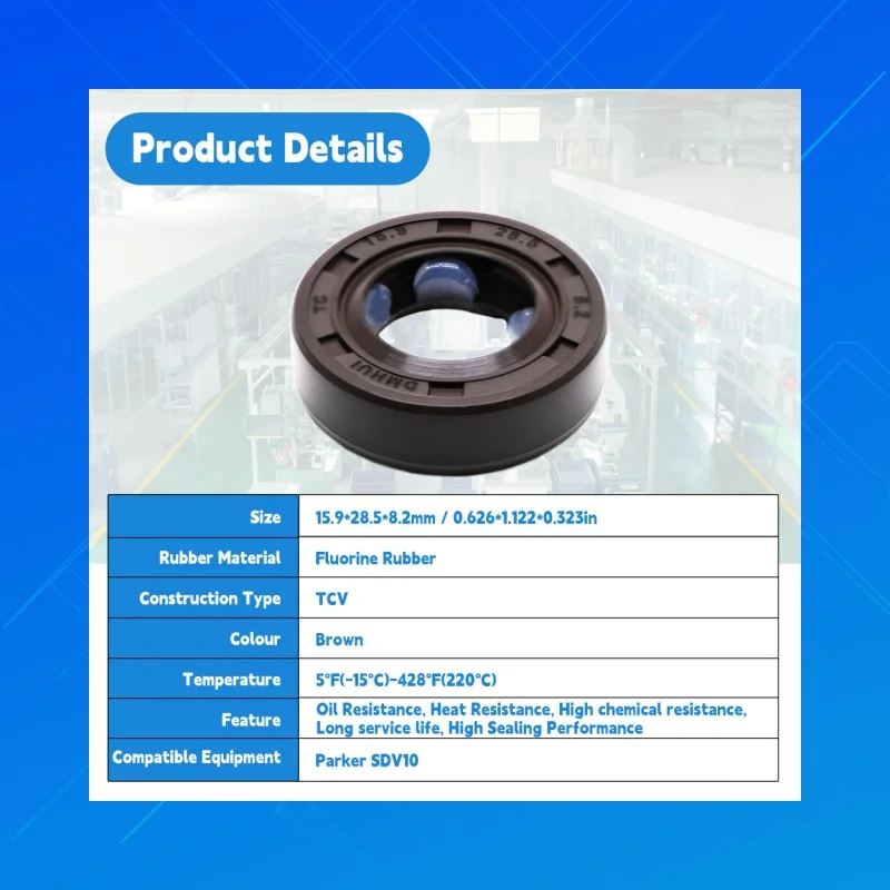 DMHUI TCV Type High Pressure FPM FKM Oil Seal 15.9x28.5x8.2mm Wear Resistant Fit for Parker SDV10 Vane Pump Sealing Parts
DMHUI TCV Type High Pressure FPM FKM Oil Seal 15.9x28.5x8.2mm Wear Resistant Fit for Parker SDV10 Vane Pump Sealing Parts