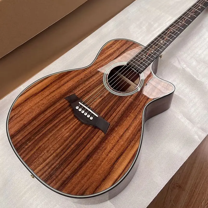 All Koa Wood K24 Acoustic Guitar Dark Brown Natural Wood Color Solid Top Bone Nut & Saddle, Rosewood Fretboard Flower Inlays 20
All Koa Wood K24 Acoustic Guitar Dark Brown Natural Wood Color Solid Top Bone Nut & Saddle, Rosewood Fretboard Flower Inlays 20