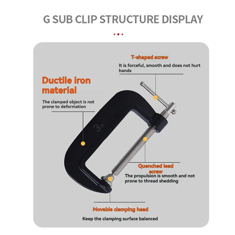 Durable 3-Piece G Clamp Set, Sizes 25Mm, 50Mm, 75Mm (1", 2", 3") For Wood And Metal Work
Durable 3-Piece G Clamp Set, Sizes 25Mm, 50Mm, 75Mm (1", 2", 3") For Wood And Metal Work