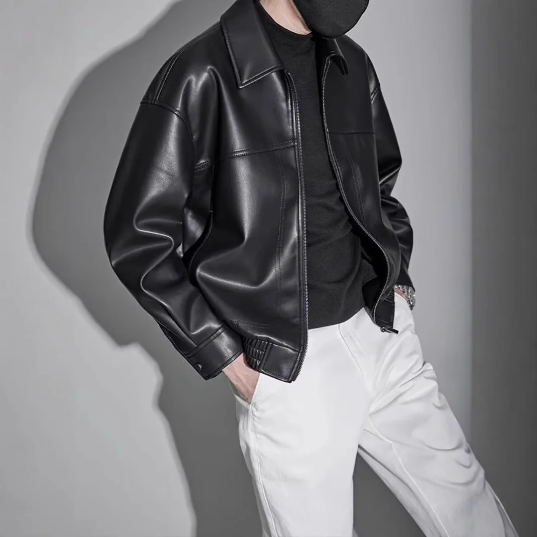 Men's Vintage Faux Leather Bomber Jacket, Black Smooth Pu Leather Casual Biker Coat with Pocket
Men's Vintage Faux Leather Bomber Jacket, Black Smooth Pu Leather Casual Biker Coat with Pocket