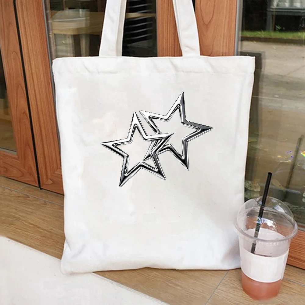 Double Chrome Stars Canvas Tote Bag Edgy Fashion Shoulder Bag
Double Chrome Stars Canvas Tote Bag Edgy Fashion Shoulder Bag