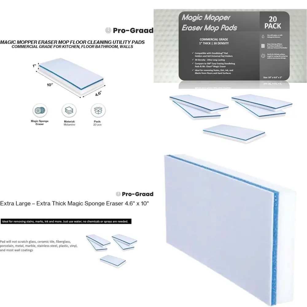 Набор из 20 прочных меламиновых губок 4,5x10x1 см для уборки полов, плитки, затирки и стен
Набор из 20 прочных меламиновых губок 4,5x10x1 см для уборки полов, плитки, затирки и стен