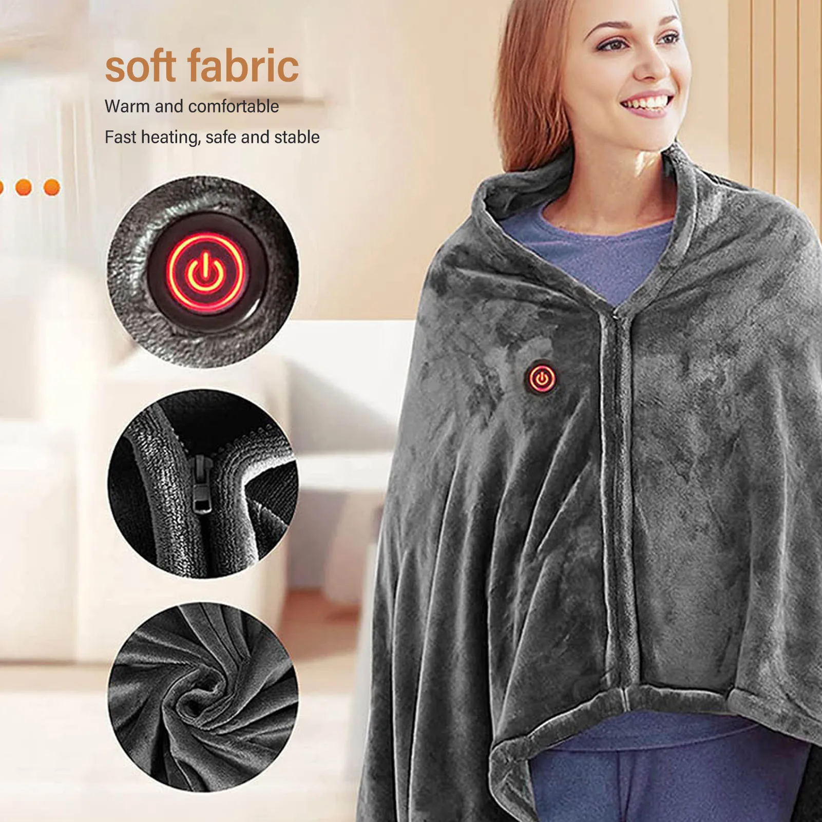 Portable Heated Blanket Electric Heated Blanket USB Powered 3 Levels Adjustable Fast Heating Heated Throw Cover for Home
Portable Heated Blanket Electric Heated Blanket USB Powered 3 Levels Adjustable Fast Heating Heated Throw Cover for Home