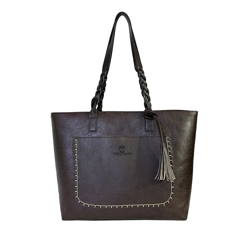 Vintage Large Capacity Tote Bag, Retro Vegan Shoulder Bag, Women's Casual Handbag For Commute PU Leather Female Shoulder Bags
Vintage Large Capacity Tote Bag, Retro Vegan Shoulder Bag, Women's Casual Handbag For Commute PU Leather Female Shoulder Bags